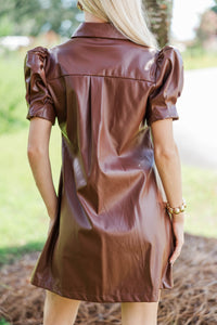 Out Of A Movie Brown Leather Dress