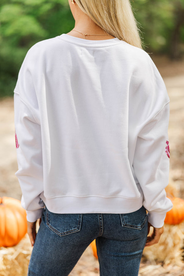 The Josie White Sequin Pumpkin Sweatshirt