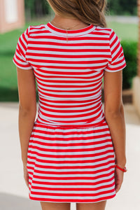 Girls: Rally Girl Red Striped Go Team Patch Top