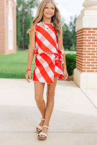 Girls: Never Misses Red Gingham Skort Set