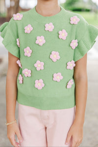 Girls: The Kennedy Olive Bow Sweater