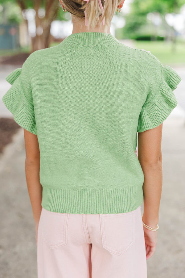 Girls: The Kennedy Olive Bow Sweater