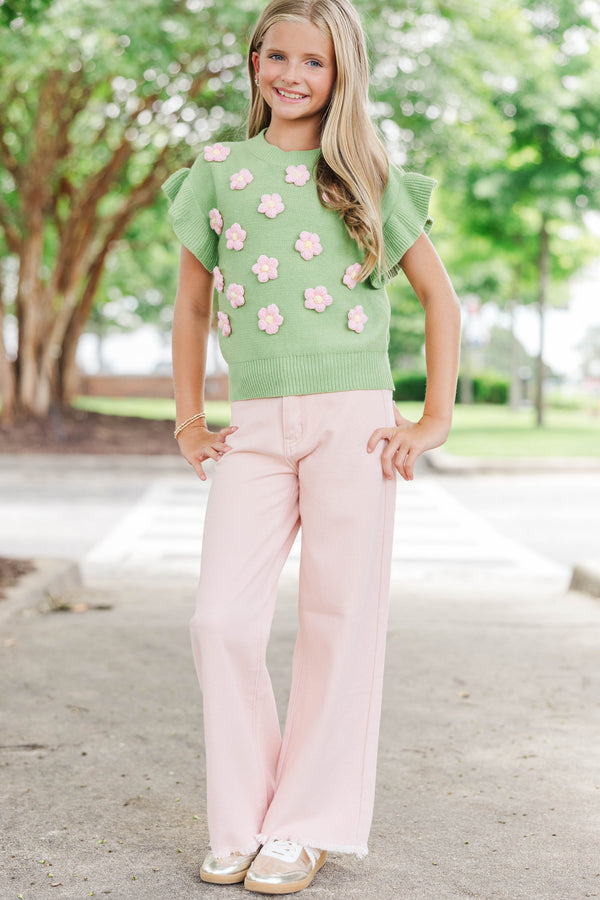Girls: The Kennedy Olive Bow Sweater