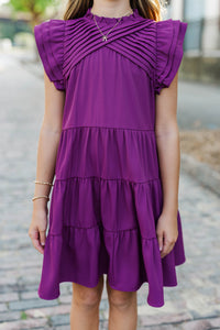 Girls: All About You Plum Ruffled Dress