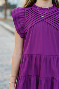 Girls: All About You Plum Ruffled Dress