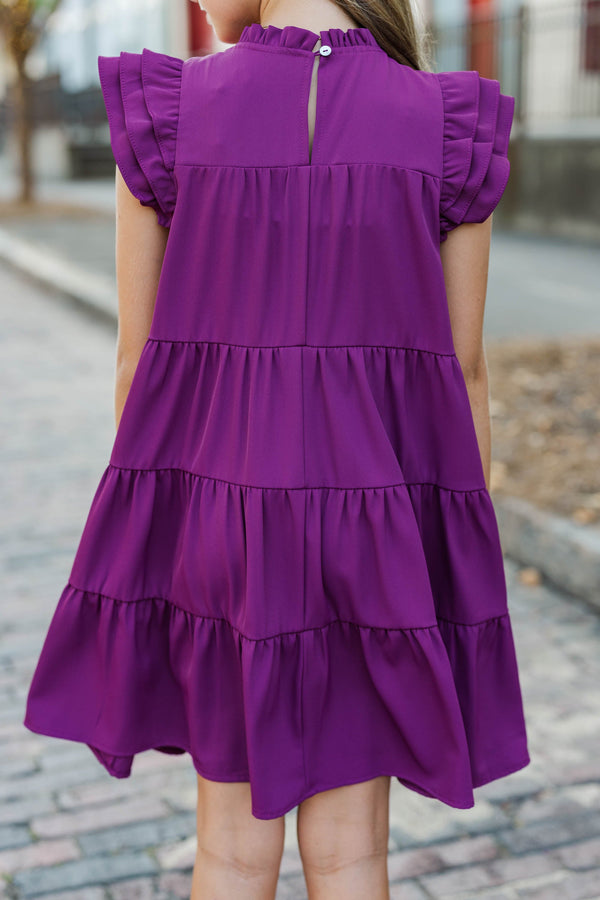 Girls: All About You Plum Ruffled Dress