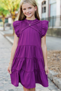 Girls: All About You Plum Ruffled Dress