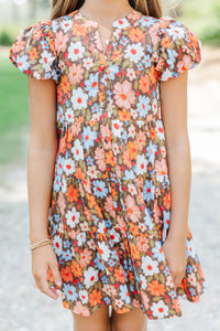 Girls: Perfect For You Brown Floral Dress