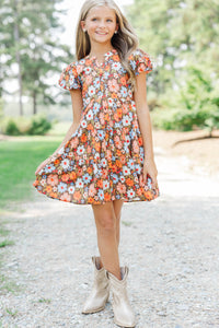 Girls: Perfect For You Brown Floral Dress