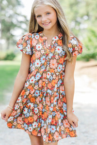 Girls: Perfect For You Brown Floral Dress