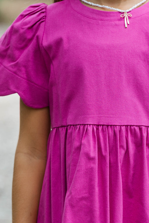 Girls: Time Goes By Magenta Scalloped Dress