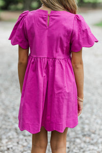 Girls: Time Goes By Magenta Scalloped Dress