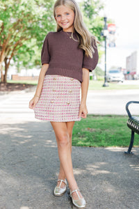 Girls: Best Of You Brown Short Sleeve Sweater