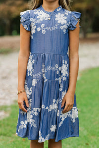 Girls: Speak Your Mind Navy Embroidered Midi Dress