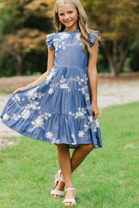Girls: Speak Your Mind Navy Embroidered Midi Dress