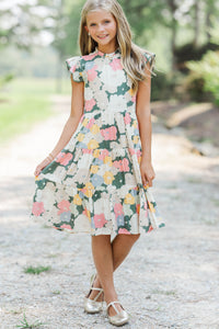 Girls: Speak Your Mind Olive Floral Midi Dress