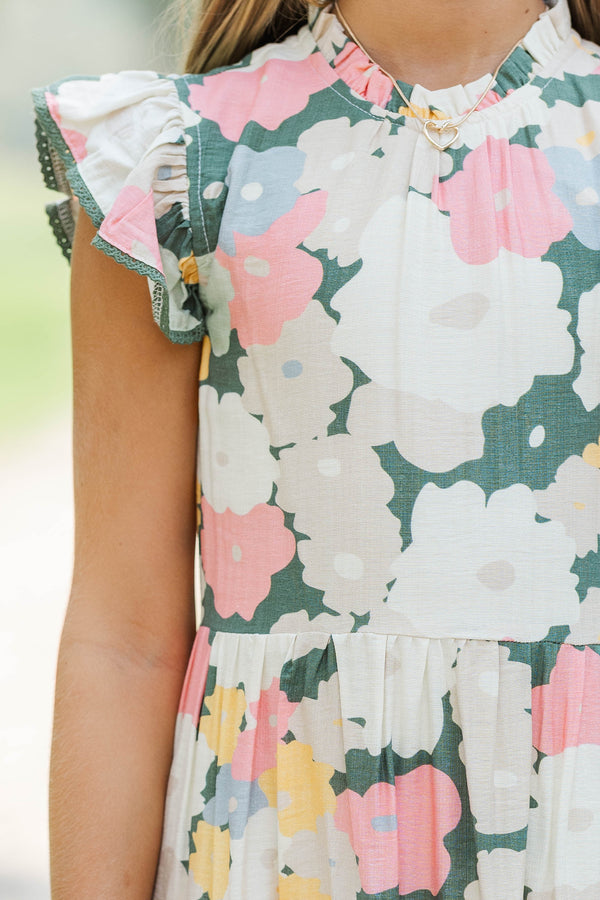 Girls: Speak Your Mind Olive Floral Midi Dress