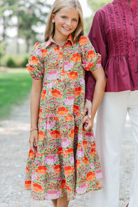 Girls: All That Charm Orange Floral Dress