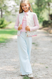 Girls: Cooler Days Cream Ditsy Floral Quilted Vest