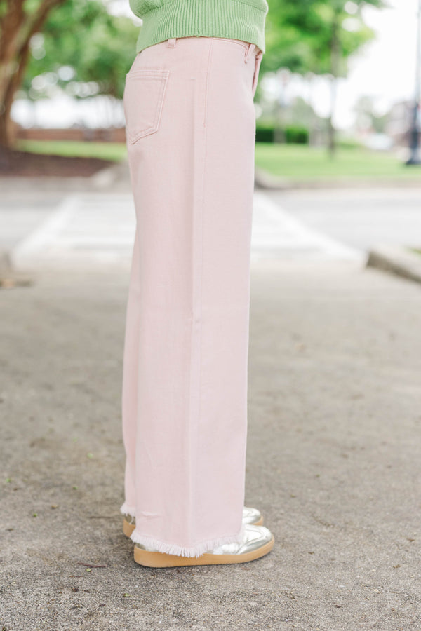 Girls: Your Pick Blush Pink Wide Leg Jeans