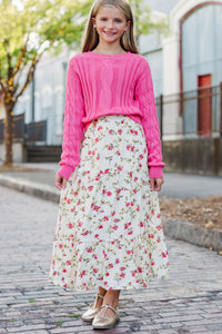 Girls: Cozy Corner Pink Cable Knit Sweater