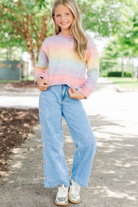 Girls: Mood Board Light Blue Bow Embroidery Wide Leg Jeans