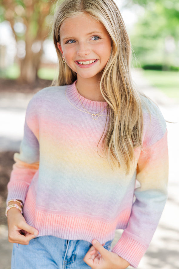 Girls: Feel Good Pink Ombre Sweater