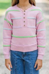 Girls: Daily Routine Pink Striped Sweater
