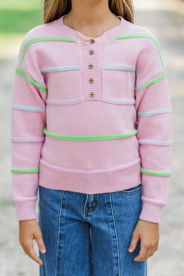 Girls: Daily Routine Pink Striped Sweater