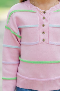 Girls: Daily Routine Pink Striped Sweater