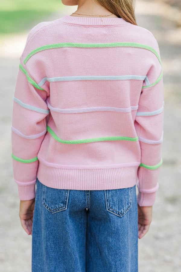 Girls: Daily Routine Pink Striped Sweater