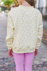 Girls: Easy Morning Yellow Floral Mock Neck Sweatshirt