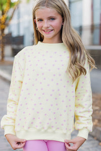 Girls: Easy Morning Yellow Floral Mock Neck Sweatshirt