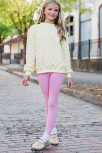 Girls: Easy Morning Yellow Floral Mock Neck Sweatshirt