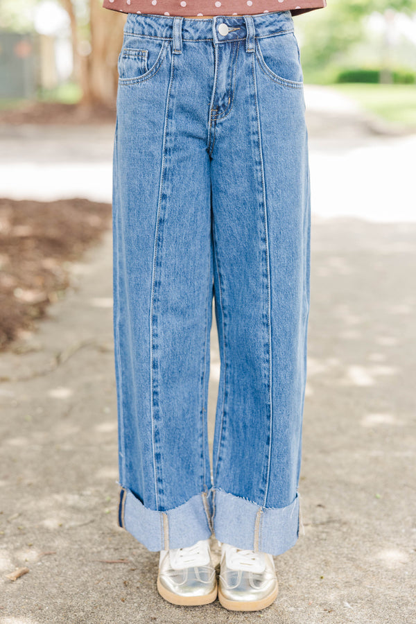 Girls: First Stop Blue Wide Leg Cuff Jeans
