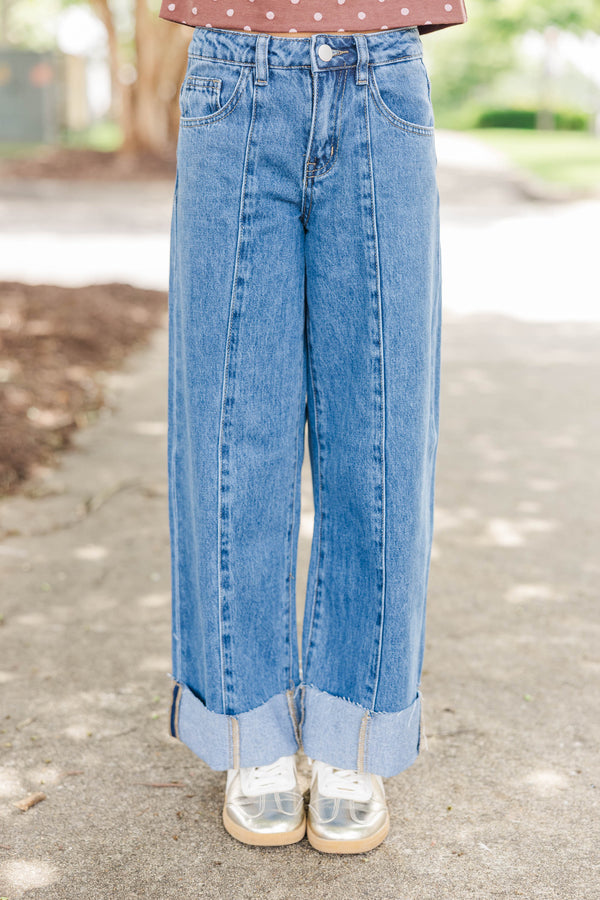 Girls: First Stop Blue Wide Leg Cuff Jeans