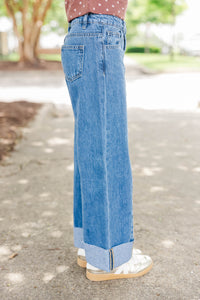 Girls: First Stop Blue Wide Leg Cuff Jeans