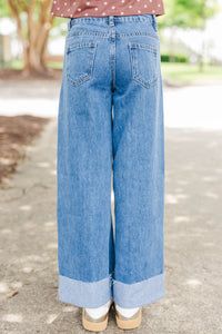 Girls: First Stop Blue Wide Leg Cuff Jeans