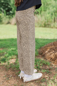 Girls: New Obsession Brown Leopard Wide Leg Jeans