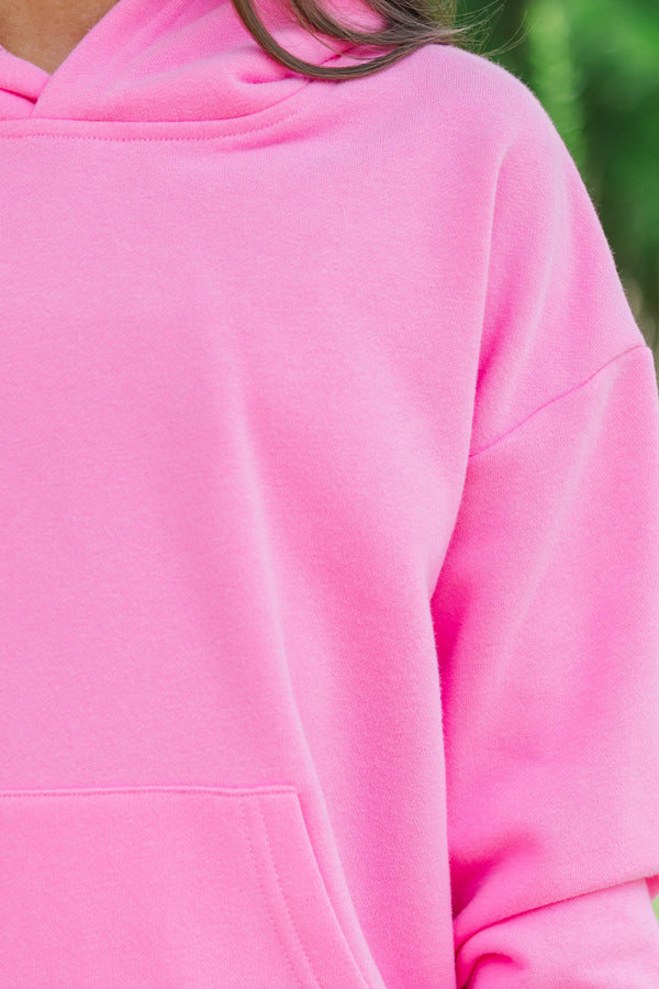 Girls: Keep It Easy Hot Pink Hoodie