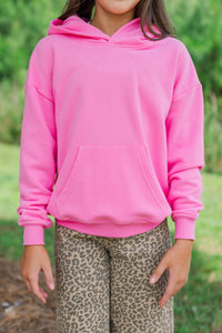 Girls: Keep It Easy Hot Pink Hoodie