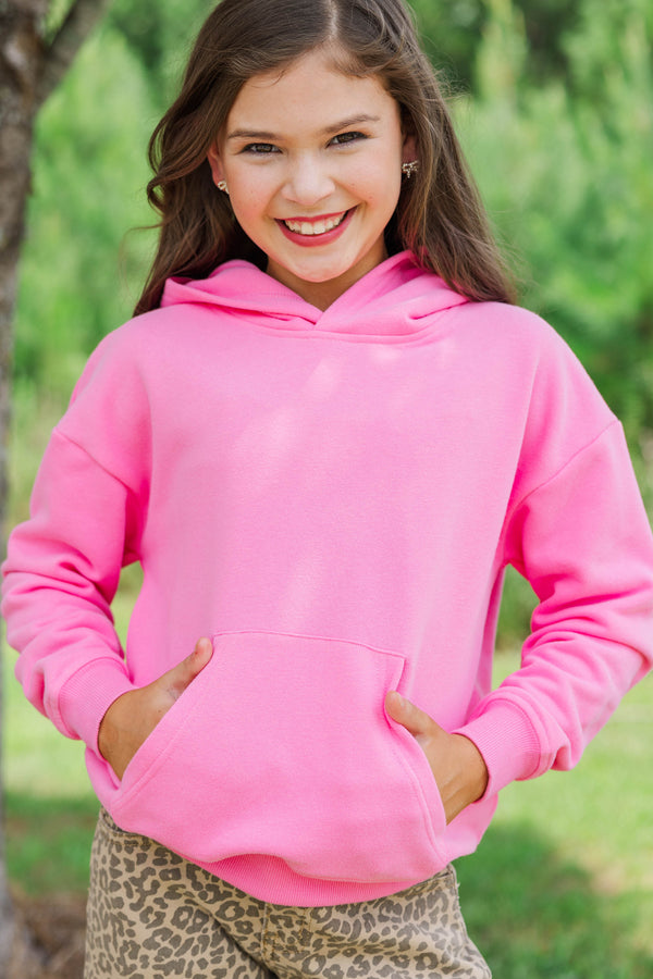 Girls: Keep It Easy Hot Pink Hoodie