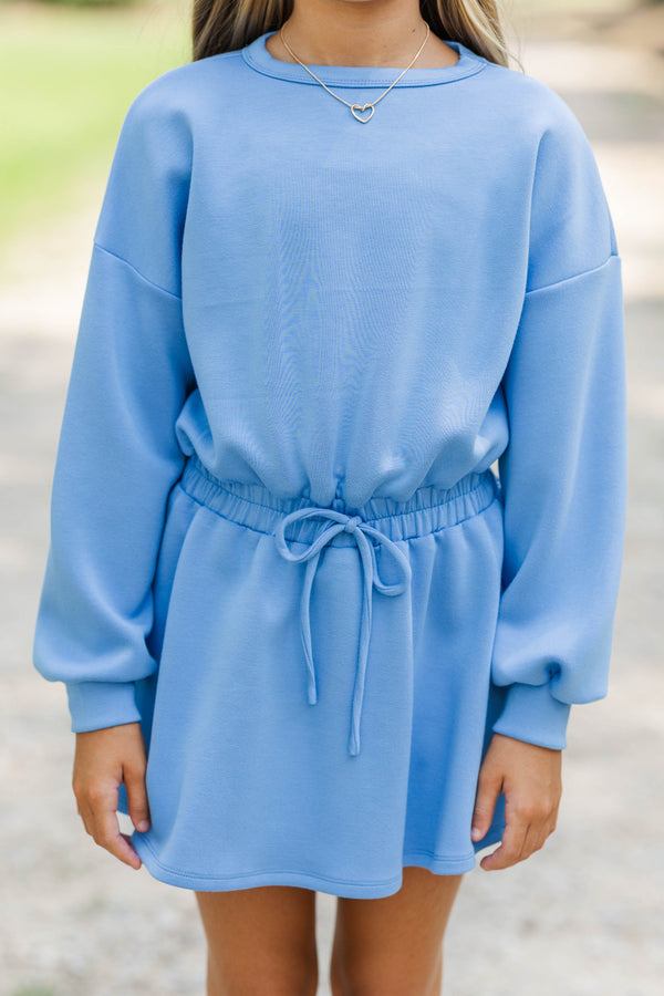 Girls: Made To Move Blue Sweatshirt Dress