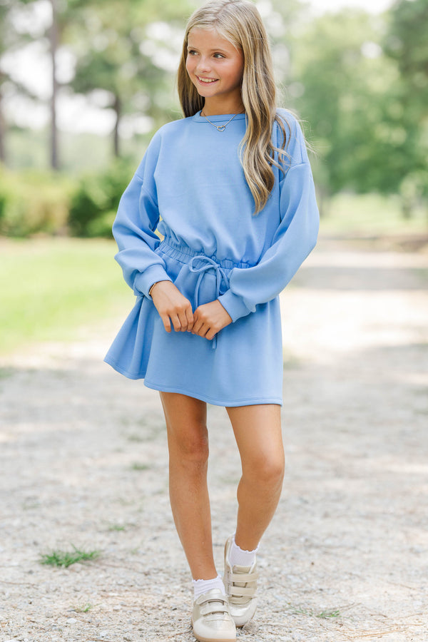 Girls: Made To Move Blue Sweatshirt Dress