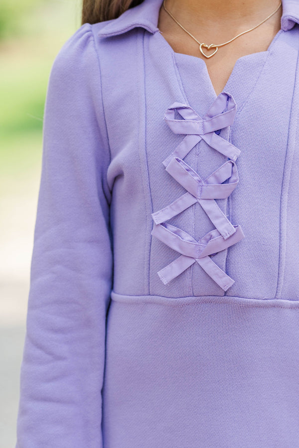 Girls: Always A Dream Lavender Bow Detail Dress