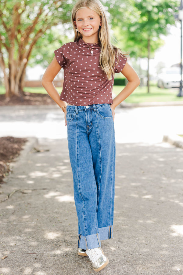 Girls: First Stop Blue Wide Leg Cuff Jeans