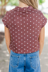 Girls: The One Everyone Wants Brown Polka Dot Top