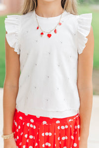 Girls: Through The Days White Bulldog Pima Cotton Top