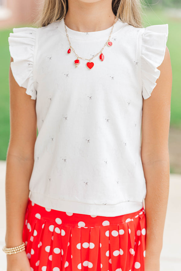Girls: Through The Days White Bulldog Pima Cotton Top