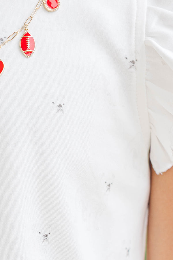 Girls: Through The Days White Bulldog Pima Cotton Top